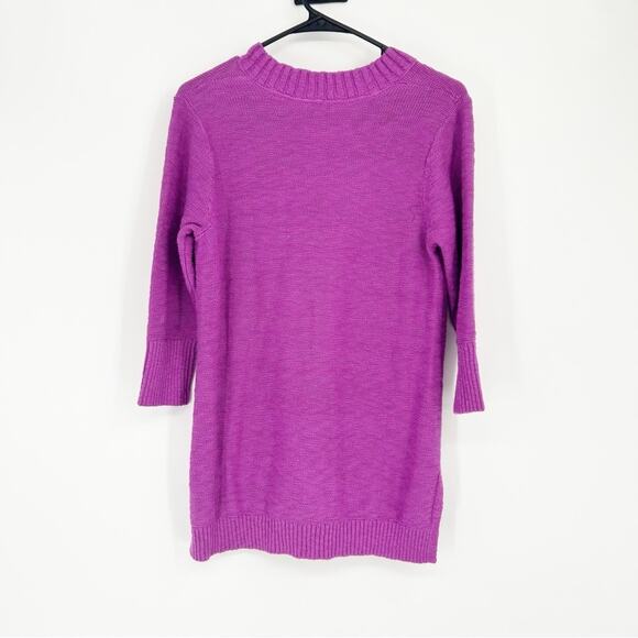 J. Jill 100% Cotton Purple V-Neck Sweater Size XS - Picture 2 of 7